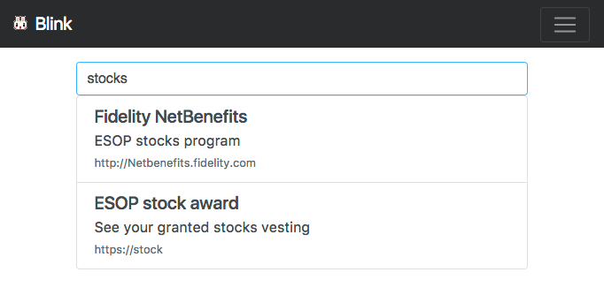 Blink search for stocks